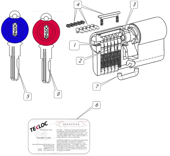Snaking Computer Key Euro Cylinder 6pins