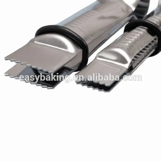 Set of 2 Cake Decorating Tools Closed Straight Line shaped Serrated Stainless Steel Crimper