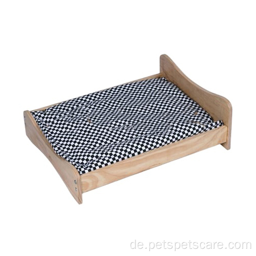 Plüschmatte Holzhaustierbett für Katzenhund