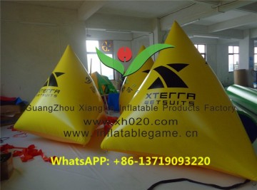 New yellow inflatable water triangle / pyramid sea floating buoy advertising