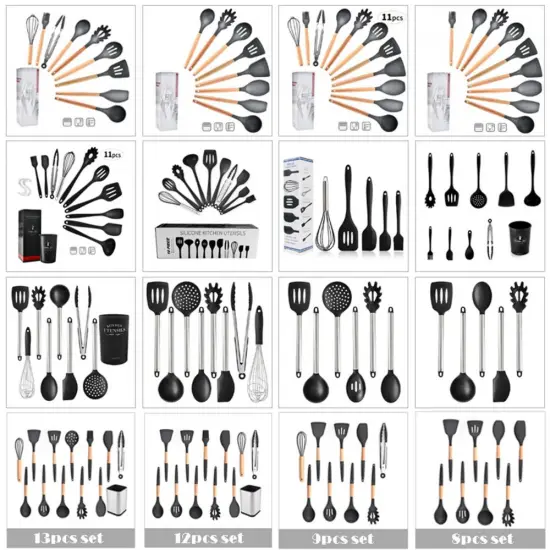 Premium 10PCS Set Non-Stick Soup Spoon Spatula Silicone Cooking Kitchen Utensils Set