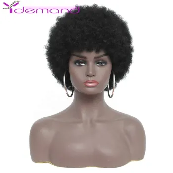 Y Demand Short Fluff Wigs African Kinky Curly Party Dance Cosplay Wigs With Explosion Black Synthetic Hair For For Men /Women