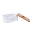 Small Rectangle Bread Box with Wooden Lid