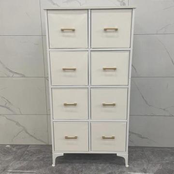 drawer fabric and leather dresser storage tower