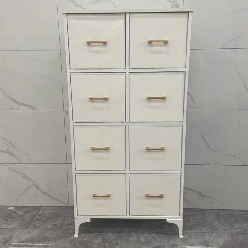 drawer fabric and leather dresser storage tower