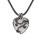 Clear Crystal Heart Antique Silver Dragon Gemstone Pendant (32x42mm) Necklace 45cm Black Cord