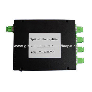 Fiber-optic splitter, PLC, plastic case, G657A, 1x4 with SC/APC adaptor