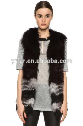 YR890 Silver fox fur vest/whole fox /Fashion in 2015