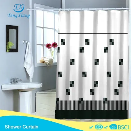 square celadon greyish-green printing Polyester Shower Curtain
