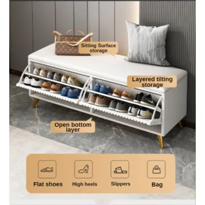 Shoe cabinet household door light luxury shoe cabinet with seat stool shoe stool shoe rack