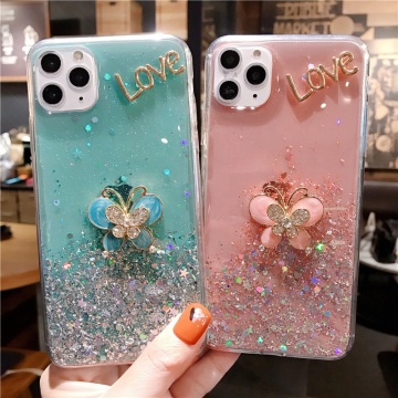 Gold Foil Glitter Pretty Butterfly Phone Face for iPhone &amp; Samsung