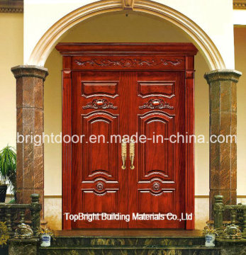 Exterior Main Door Carved Solid Wood Double Door Designs System