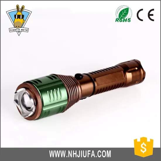 JF LED Flashlight Rotating Focusing Lifehammer Attack Head Police Flashlight Factory