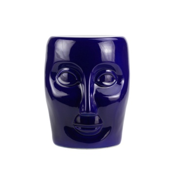 Ceramic Art Stool with Human Face Design in Solid Color (RYNQ55-C/D/F)