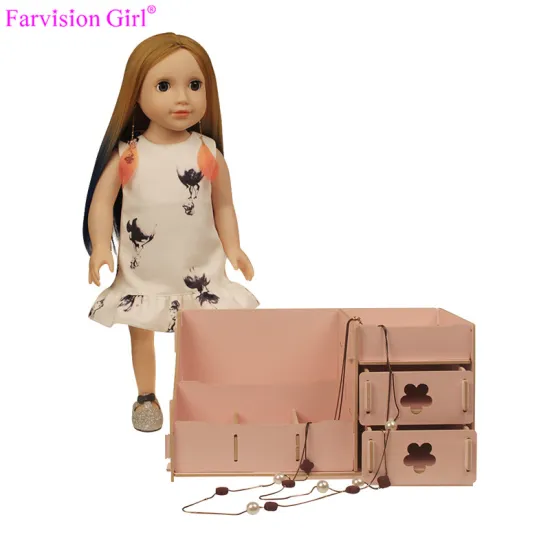 Doll accessories collapsible storage box wood