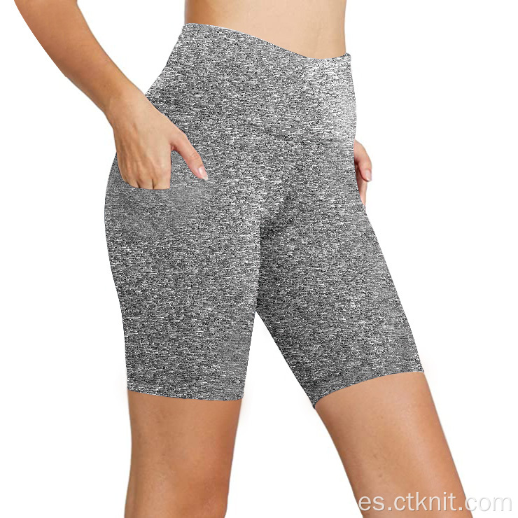 pantalones cortos de cintura alta para mujer