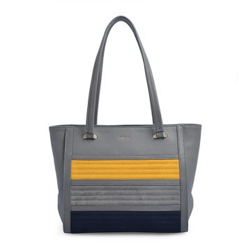 Handmade Gray Leather Tote Oversize Shoulder Bag