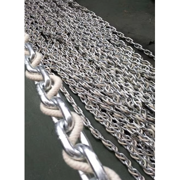 Rope insert elevator compensation chain for lift