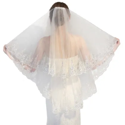 2021 Wholesale White Bridal Veil: New Fashion Bride Lace Veils for Weddings