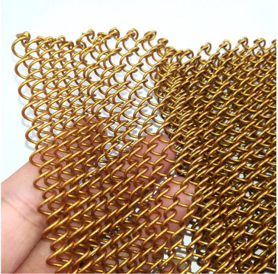 Gold and Red Metal Woven Wire Mesh for Hotel Decoration