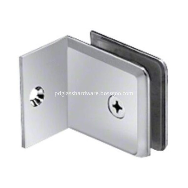 Beveled 90-Degree Wall Mount Shower Glass Clamp With Small Leg