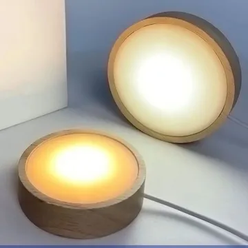Wooden Base LED Night Light for Crystals and Decorations