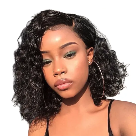 Afro Curly Wigs Natural Hairline 150% Density Remy Human Hair For Black Women wholesale short lace front bob wig