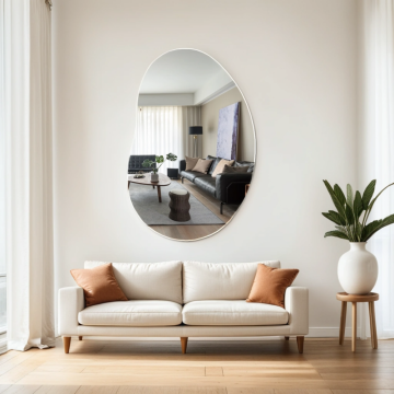 Large Irregular cobblestone Shaped Frameless Wall Mirror