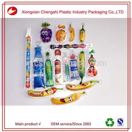 China supplier poly laminated fruit shaped jelly pack sachet