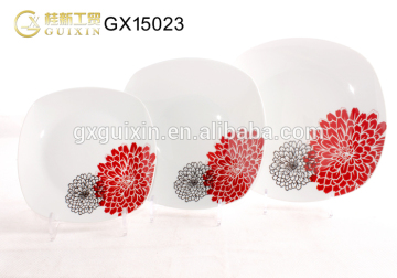 GUIXIN, 19-piece Square Ceramic Tableware set, Service for 6, Sunflowers, Red & Black