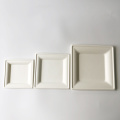 Kompostierbare quadratische weiße Bagasse -Platten 20x20 cm