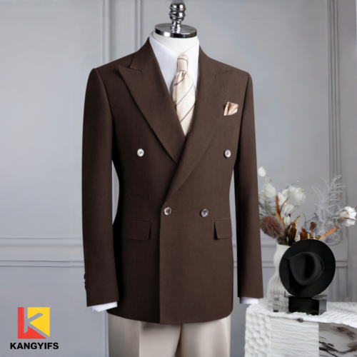 Robe de soirée marron caramel de style rétro pour hommes