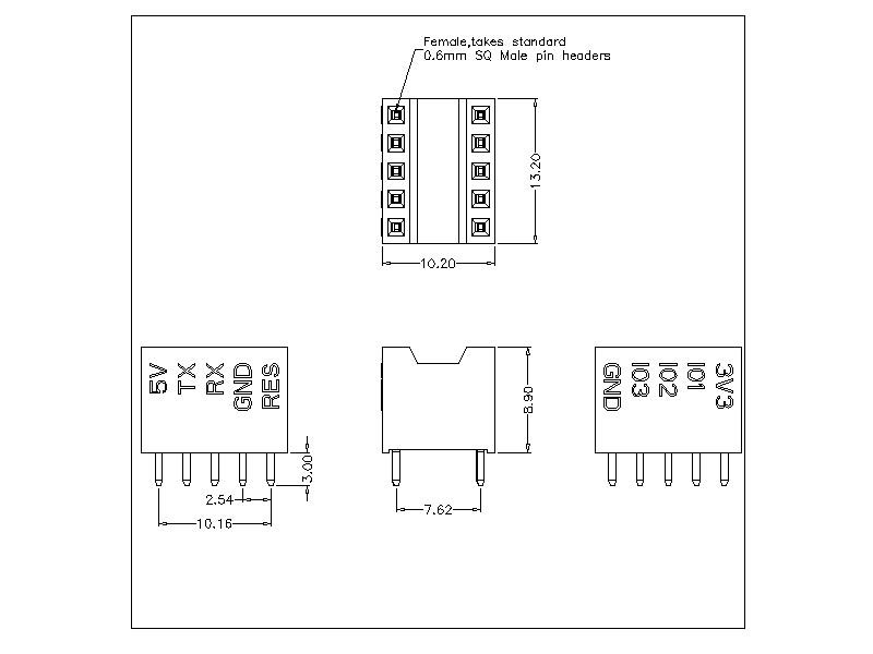 2.54 mm Female Header 2x5P Straight Type H=8.9 PC104E09-10XDXXX