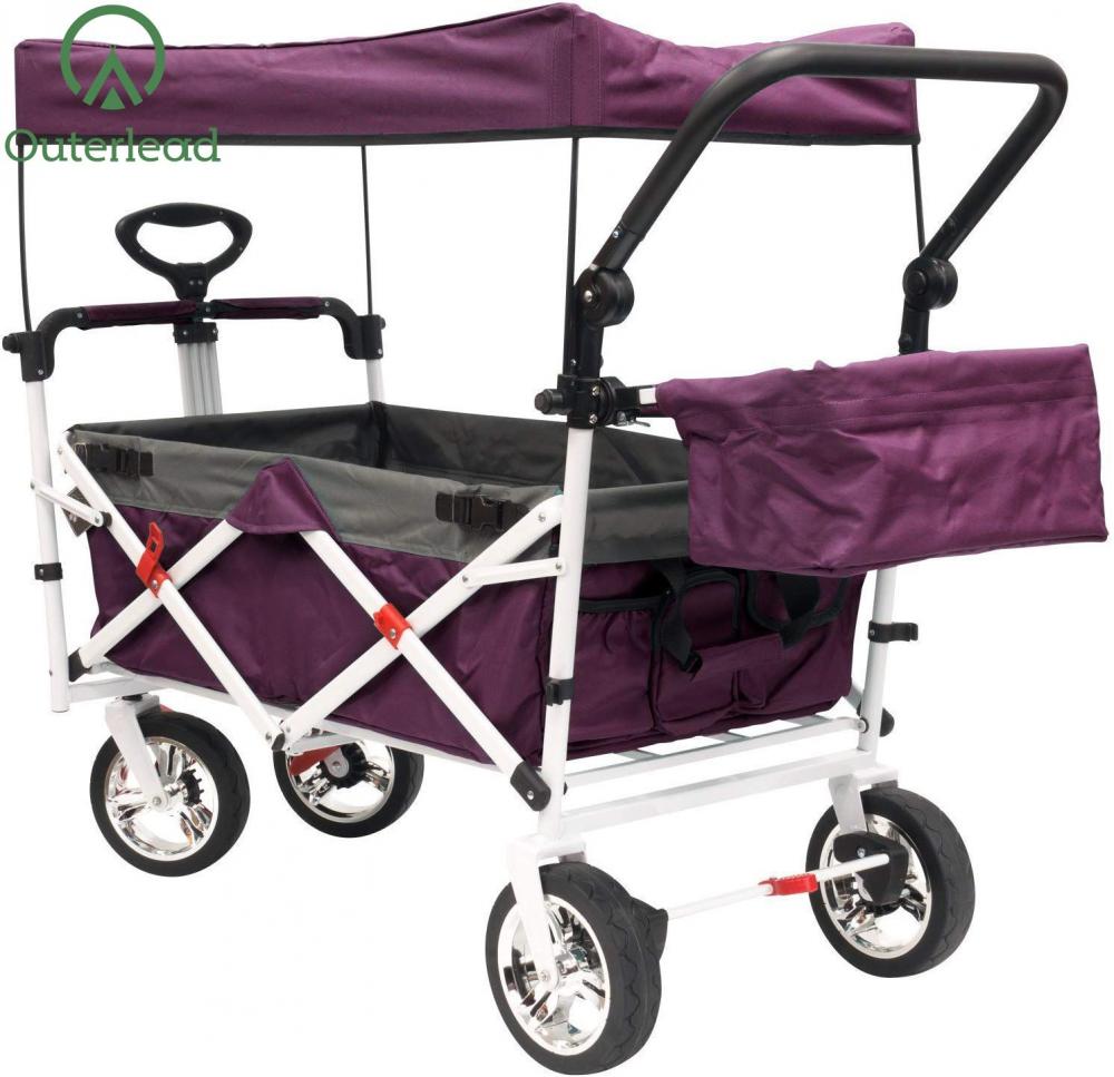 Außenleiter Outdoor Push Pull Folding Wagon Purpur mit Baldachin