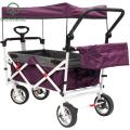 Outerlead Outdoor Push Pull Folding Wagon Purple w/Canopy