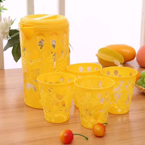 Pierced Design Plastic Jug with Cup Set