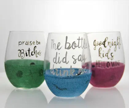 red wine glass stemless wine glass set