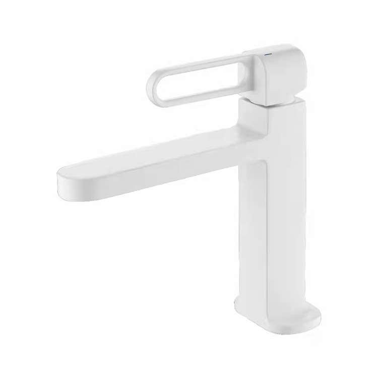 White Single Hole All Brass Bathroom Basin Faucet