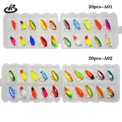 20-Piece Assorted Fishing Lures Set: Metal Spinners, Spoons, and Bait for Trout, Mullet, and Slipper Fish