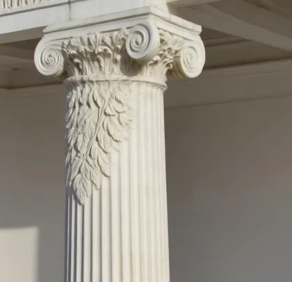 Artisanal Stone Pavilion with Classical Caryatid Design