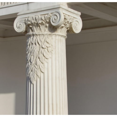 Artisanal Stone Pavilion with Classical Caryatid Design