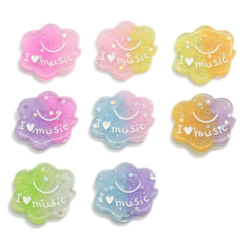 Kawaii Glitter Resin Letter Cloud Flatback Cabochon Craft DIY Hair Bows Accessories Handmade jewelry making Decoration Scrapbook