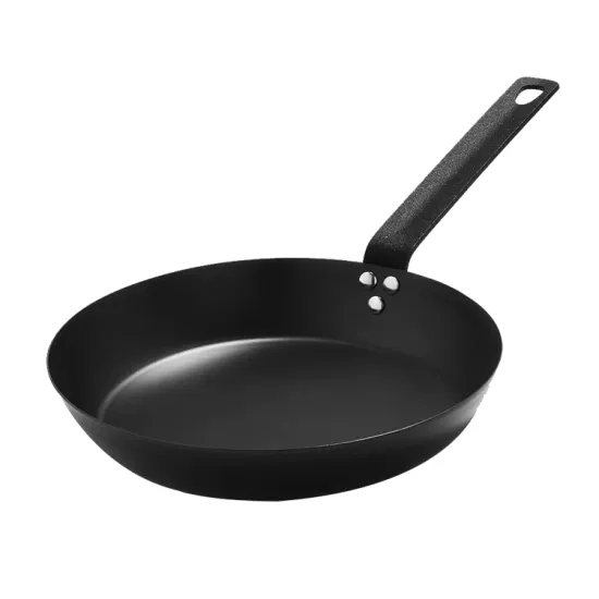 Durable 26cm Carbon Steel Frying Pan with Steel Riveted Handle