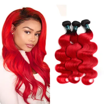 Wholesale Brazilian Virgin Human Hair Ombre Color 1b/red Body Wave Hair Bundles with Lace Closure 12A Unprocessed Hair Bundles