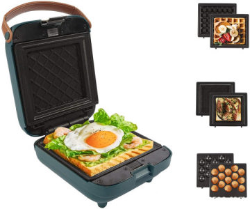 Mini Waffle Maker: 3-in-1 Removable Plates for Sandwiches and Bubble Waffles