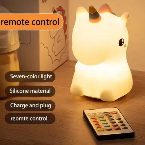 Мягкая силиконовая ночная лампа единорога