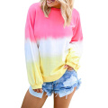Women Long Sleeve Sweatshirt Colorblock