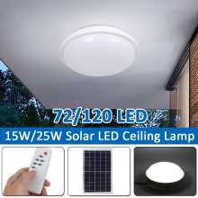 15W/25W Indoor Outdoor Garage LED Ceiling Lights Solar LED Ceiling Lamp Remote Control Soft Light Effect Round Bulb Waterproof