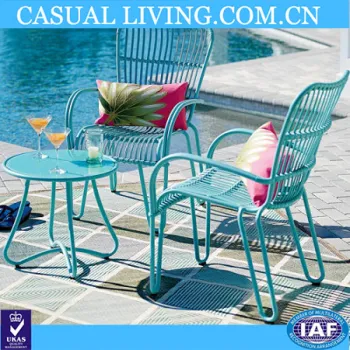 Blue Resin Wicker Chairs and Table set