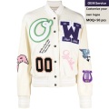 White Letter Embroidered Baseball Jacket Custom